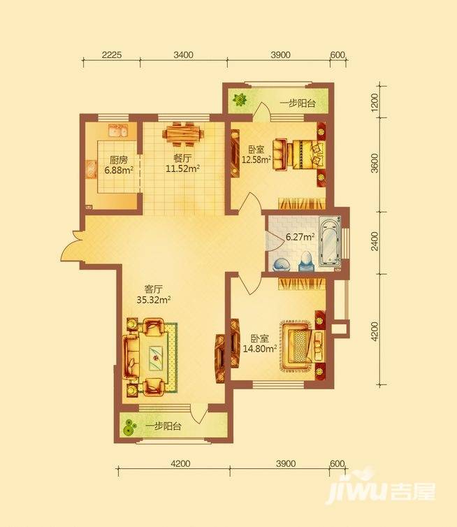 地恒托斯卡纳普通住宅87.4㎡户型图