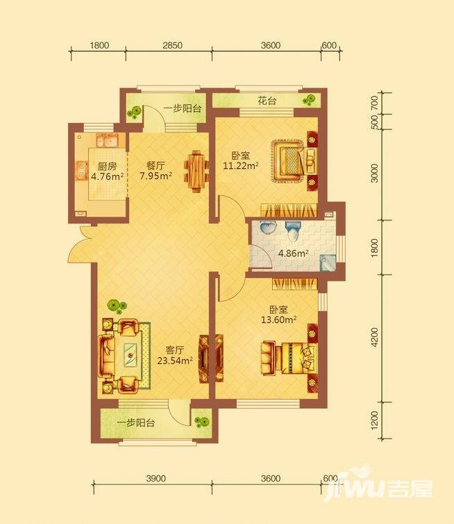 地恒托斯卡纳普通住宅65.9㎡户型图