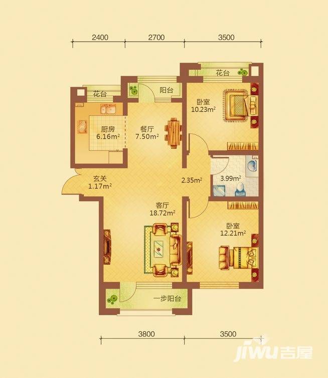 地恒托斯卡纳普通住宅62.3㎡户型图