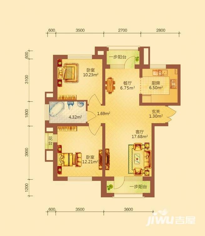 地恒托斯卡纳普通住宅60.7㎡户型图