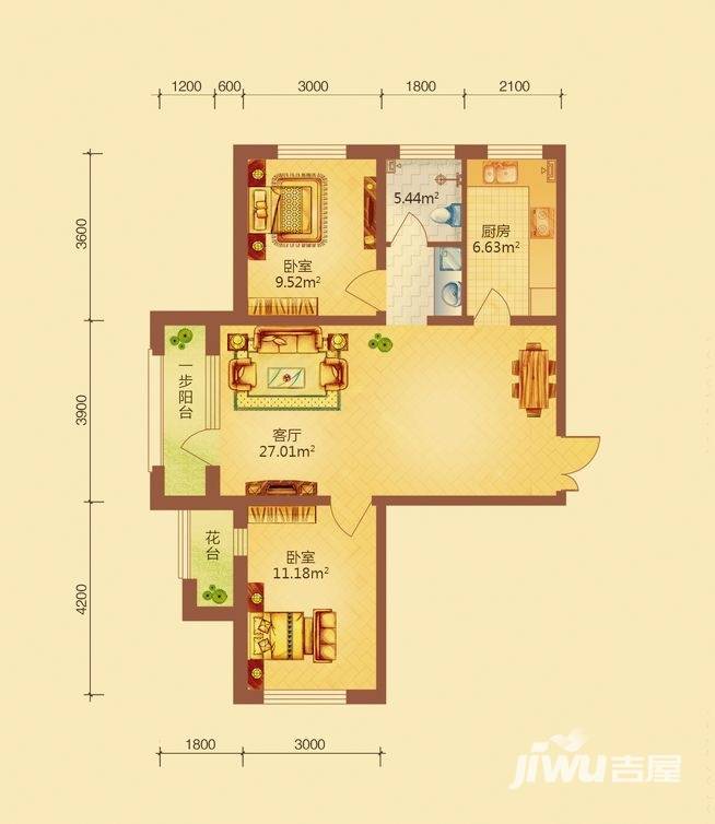 地恒托斯卡纳普通住宅59.8㎡户型图