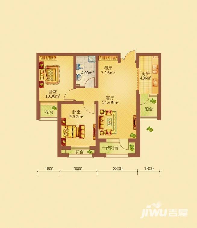 地恒托斯卡纳普通住宅50.7㎡户型图