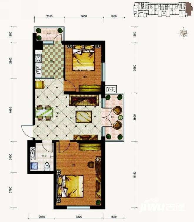 柒零捌零普通住宅61㎡户型图