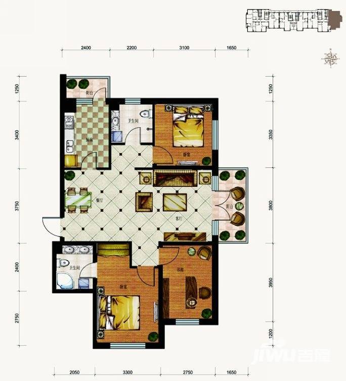 柒零捌零普通住宅79㎡户型图