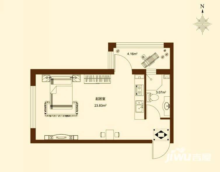 睿城臻品普通住宅26.9㎡户型图