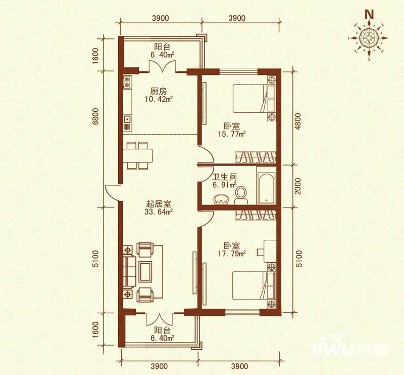 广电佳园普通住宅82.3㎡户型图