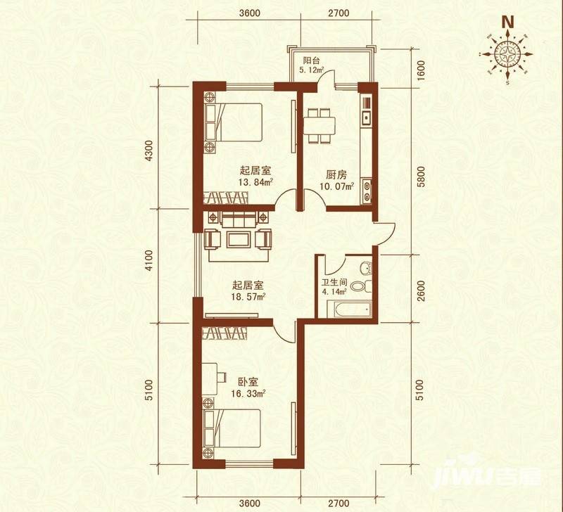 广电佳园普通住宅63㎡户型图