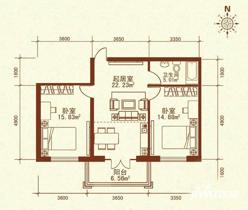 广电佳园普通住宅58㎡户型图