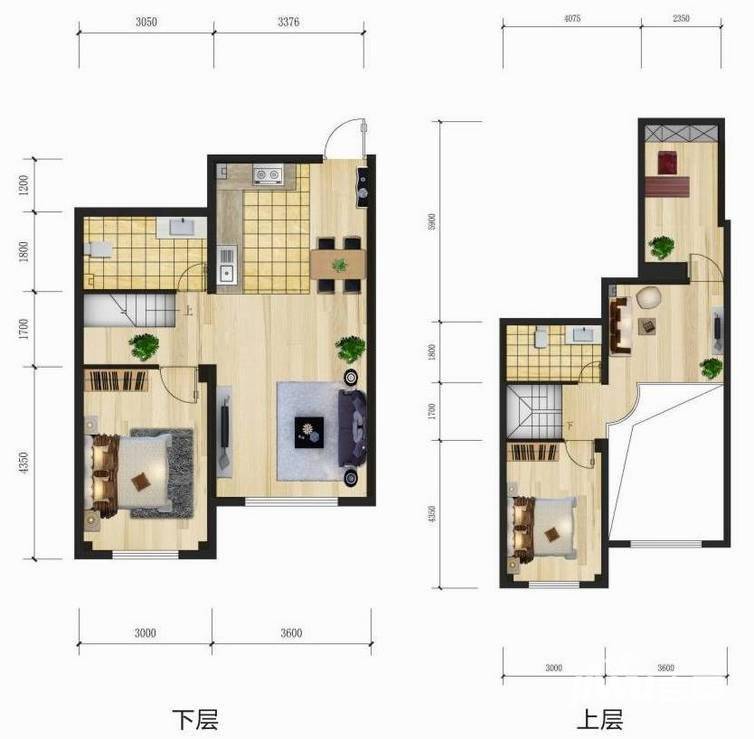 哈东上城1室1厅1卫90㎡户型图