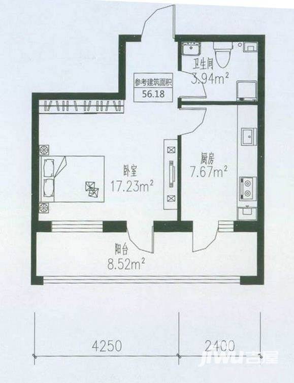 金上京公馆普通住宅56.2㎡户型图