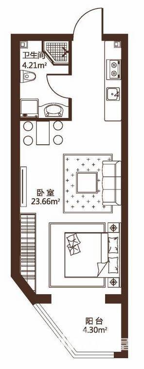 观澜宝邸1室1厅1卫32.2㎡户型图