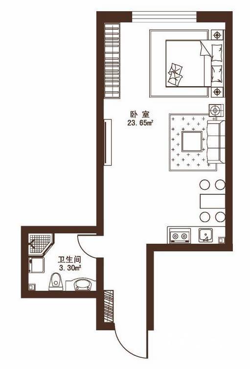 观澜宝邸1室1厅1卫26.9㎡户型图