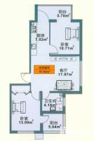 江尚逸品2室1厅1卫57.9㎡户型图