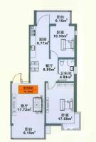 江尚逸品2室2厅1卫74.3㎡户型图