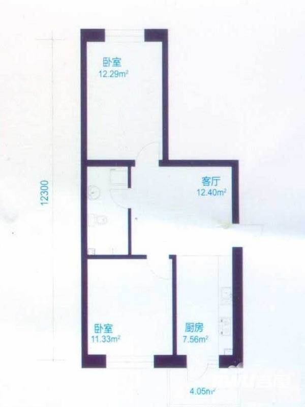 江尚逸品2室1厅1卫48.5㎡户型图