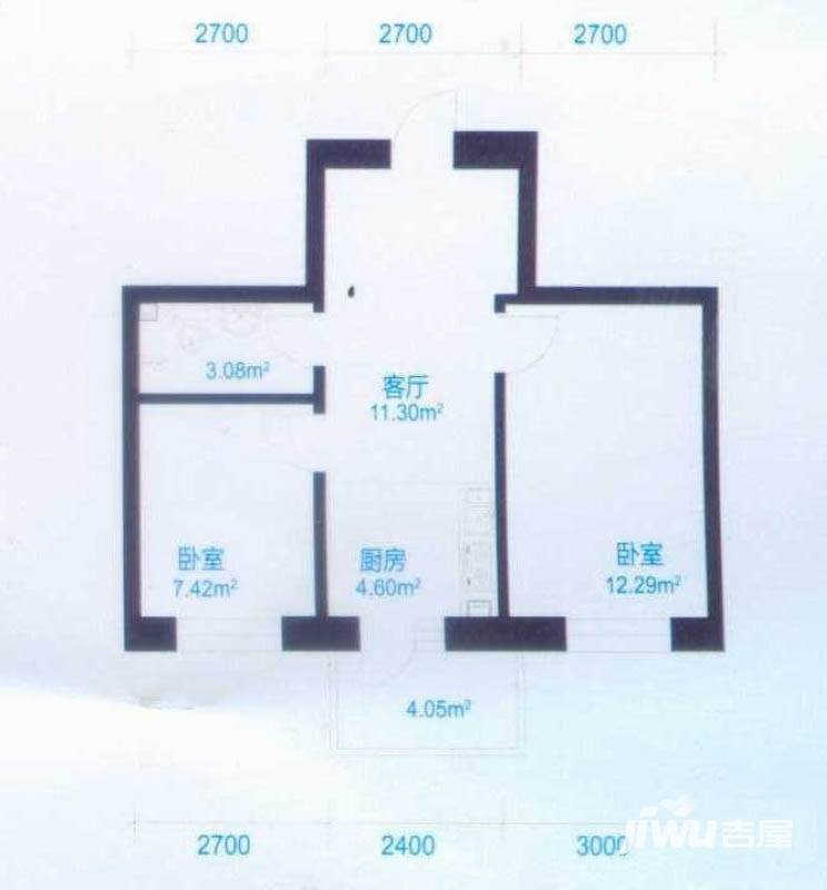 江尚逸品2室1厅1卫38.7㎡户型图