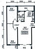 北岸上筑2室1厅1卫69.6㎡户型图