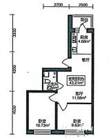 北岸上筑2室1厅1卫43.2㎡户型图