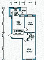 北岸上筑2室1厅1卫44.8㎡户型图