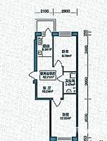 北岸上筑2室1厅1卫42.7㎡户型图