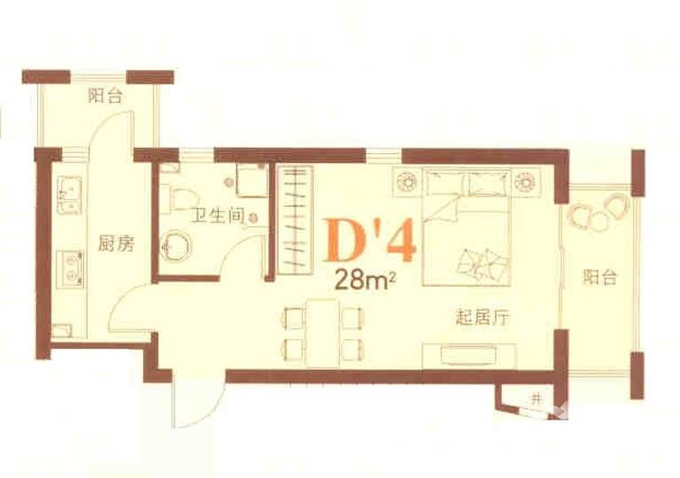 立汇美罗湾普通住宅28㎡户型图