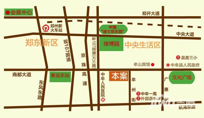 郑东中央御景位置交通图图片