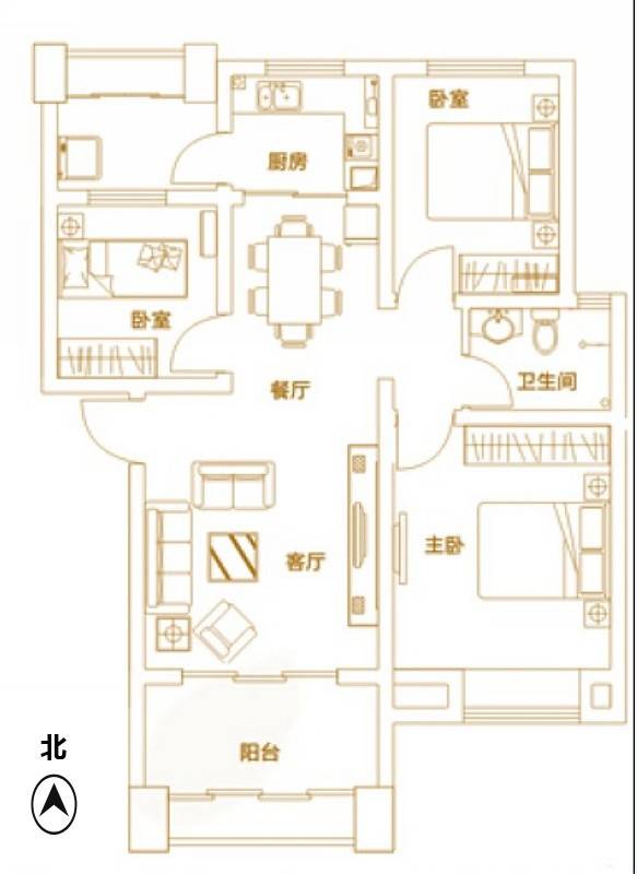 富田兴龙湾普通住宅94.1㎡户型图