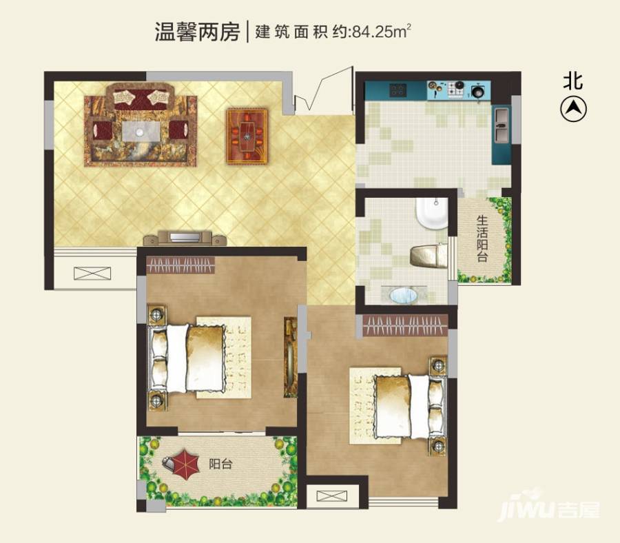 财信圣堤亚纳普通住宅84.3㎡户型图