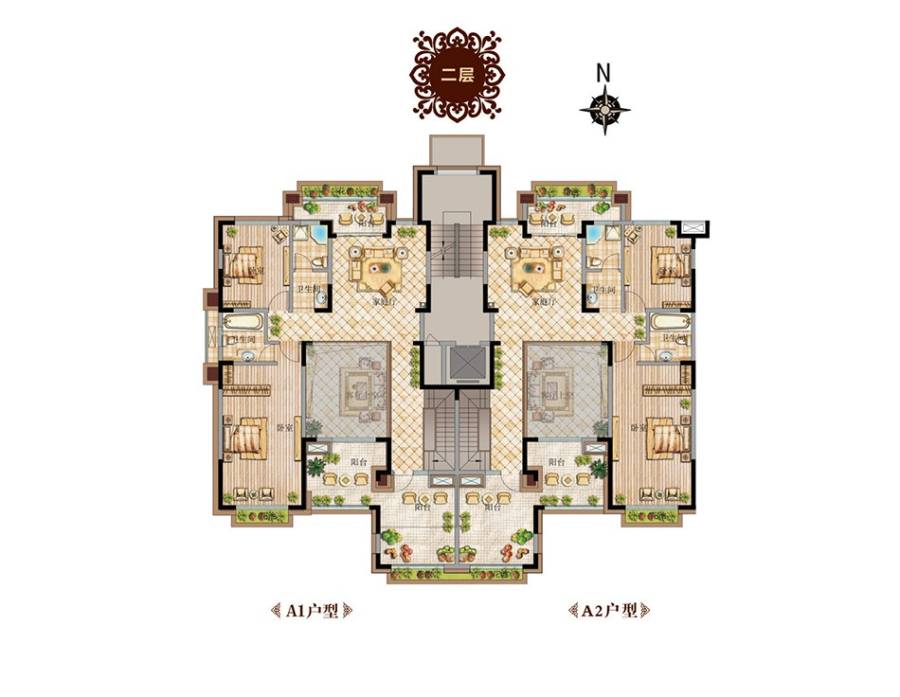 新田城3室2厅2卫户型图