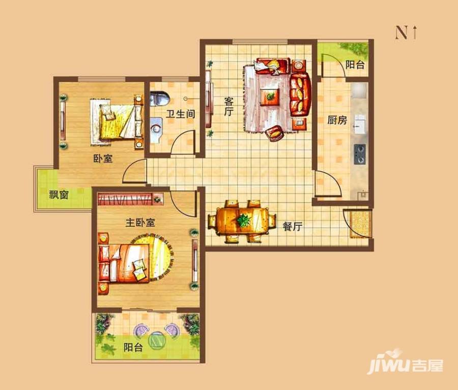 基正盛世新天普通住宅88.5㎡户型图