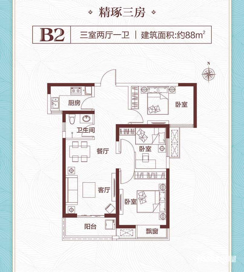 b2户型三室两厅