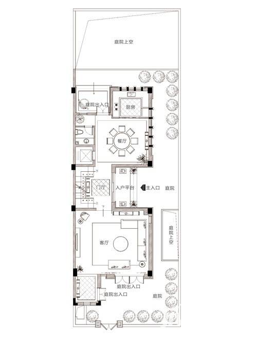 福州陽光城翡麗灣福州陽光城翡麗灣戶型圖 聯排端頭南入戶(一層平面圖