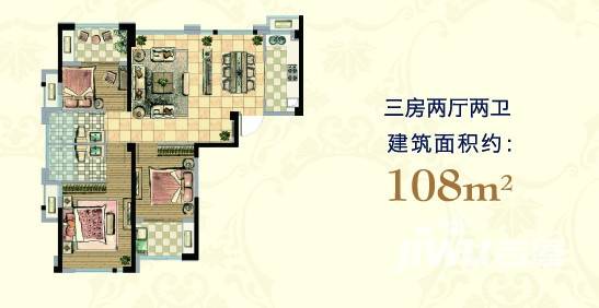 三江城3室2厅2卫108㎡户型图