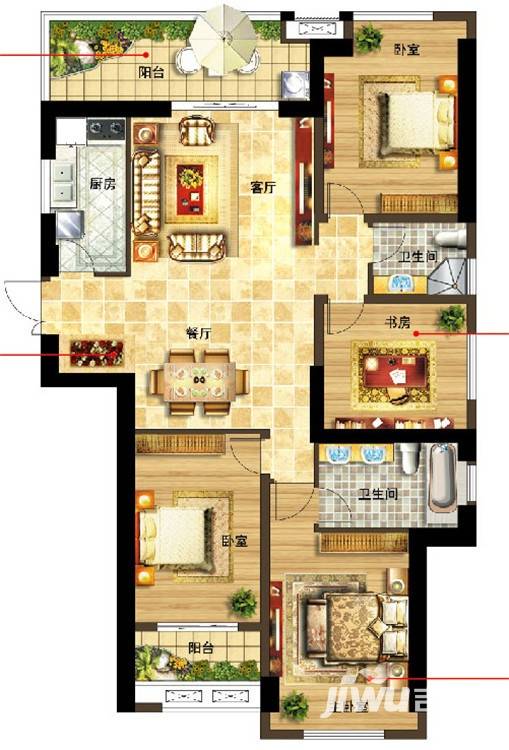 融信上江城4室2厅2卫115㎡户型图