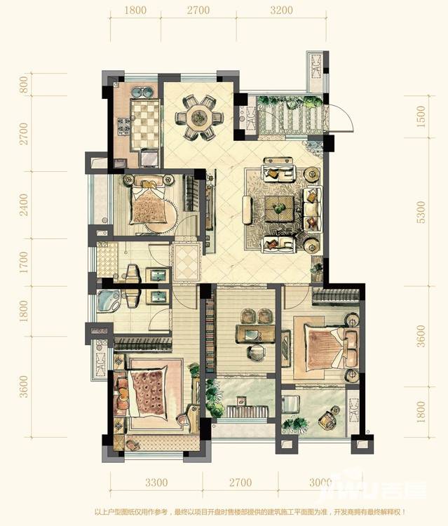 中庚香江万里4室2厅2卫94㎡户型图