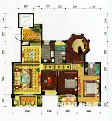 融信宽域4室2厅2卫户型图