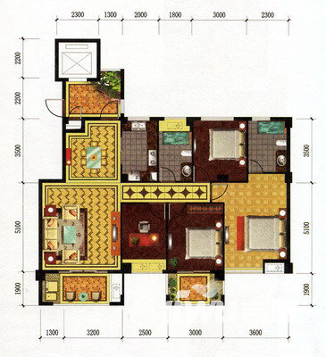 融信宽域4室2厅2卫户型图