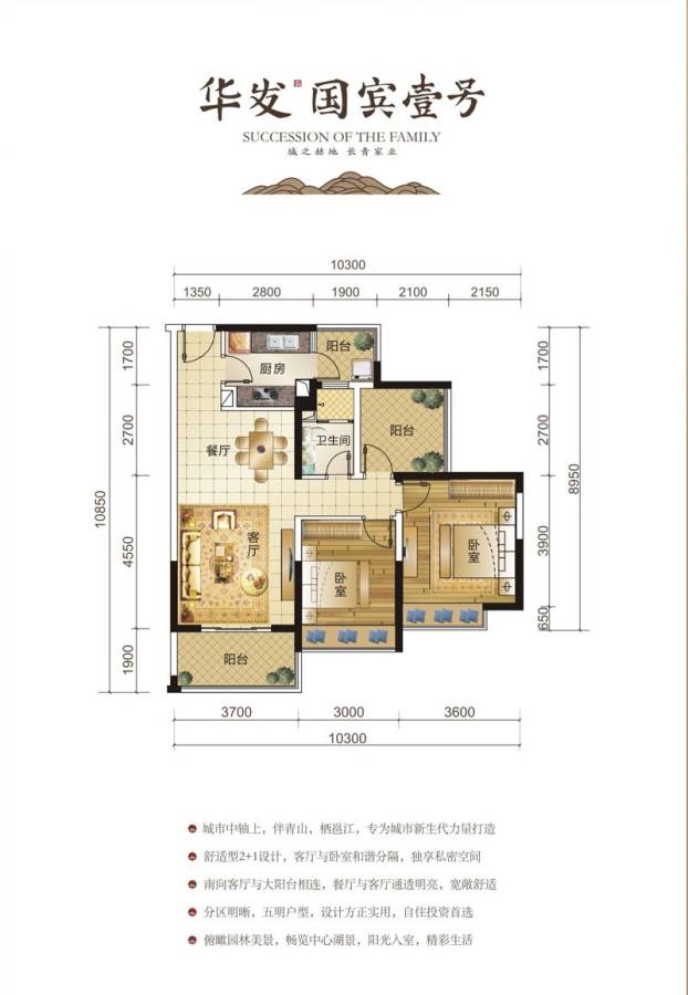 华发国宾壹号普通住宅96㎡户型图