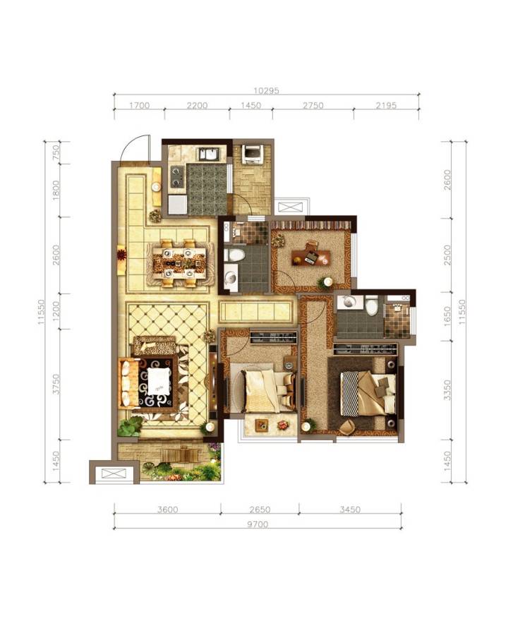 保利心语普通住宅88㎡户型图