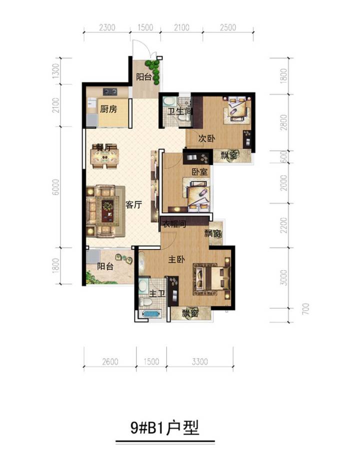 五象湖1号普通住宅92㎡户型图