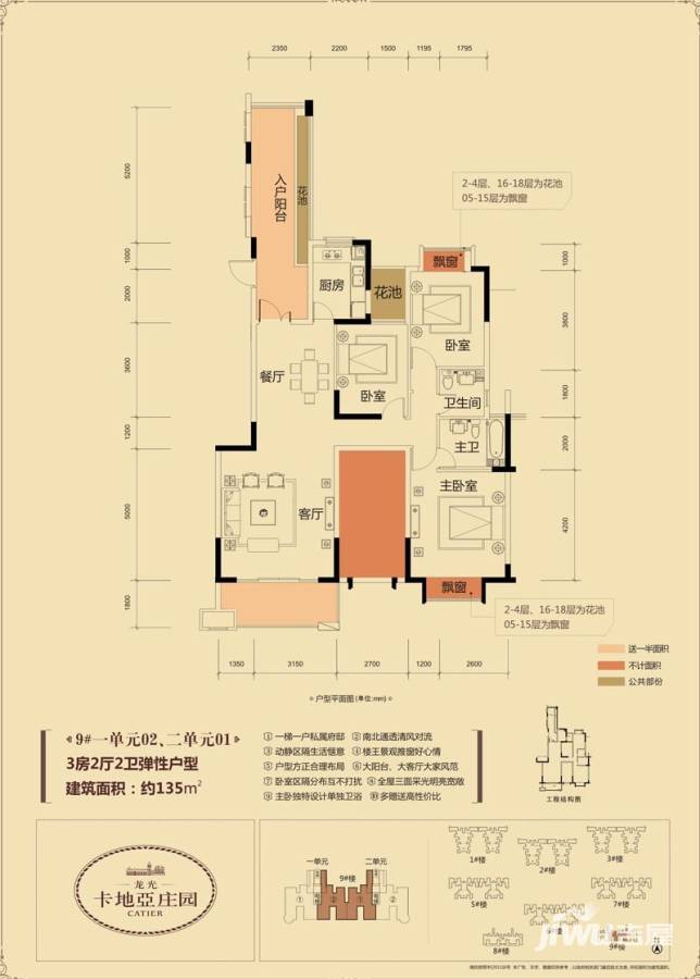 龙光普罗旺斯3室2厅2卫135㎡户型图