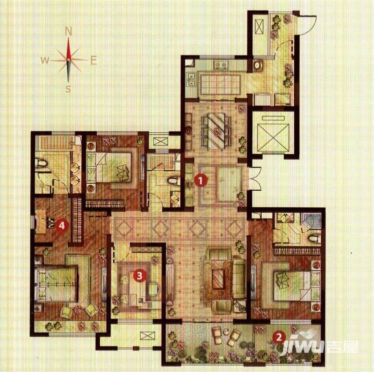 龙湖香醍漫步4室2厅3卫189㎡户型图