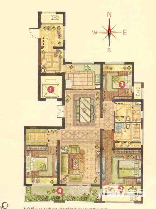 龙湖香醍漫步3室2厅2卫142㎡户型图