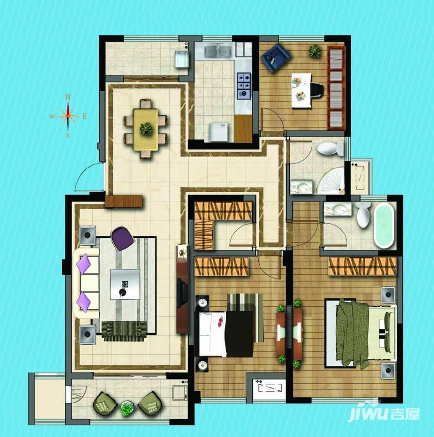 新乐花园3室2厅2卫140㎡户型图