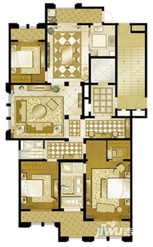 巨凝金水岸3室2厅2卫200㎡户型图