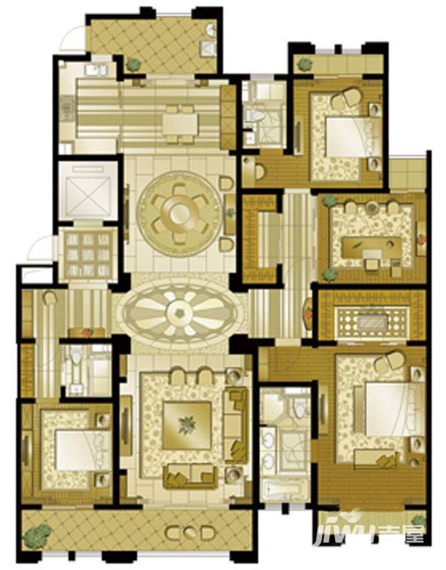 巨凝金水岸4室3厅3卫260㎡户型图