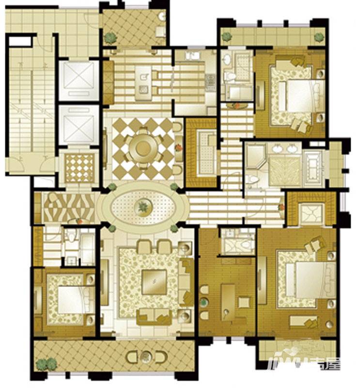 巨凝金水岸4室3厅4卫291㎡户型图