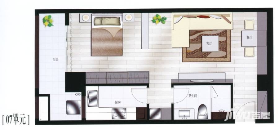 京城豪苑1室2厅1卫户型图