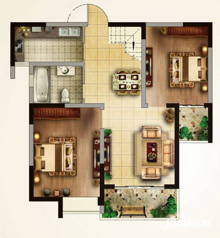 滨江明珠城普通住宅61㎡户型图