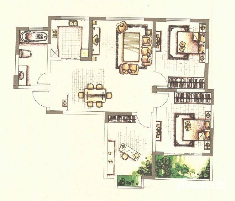 滨江明珠城3室2厅1卫户型图